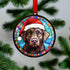Labrador Chocolate in Santa Hat Suncatcher Decoration